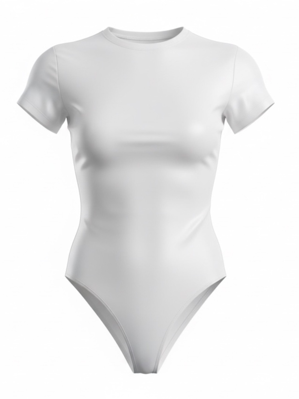 SHEIN White Short Sleeve Bodysuit Size Large Crew Neck Stretch Basic NWT